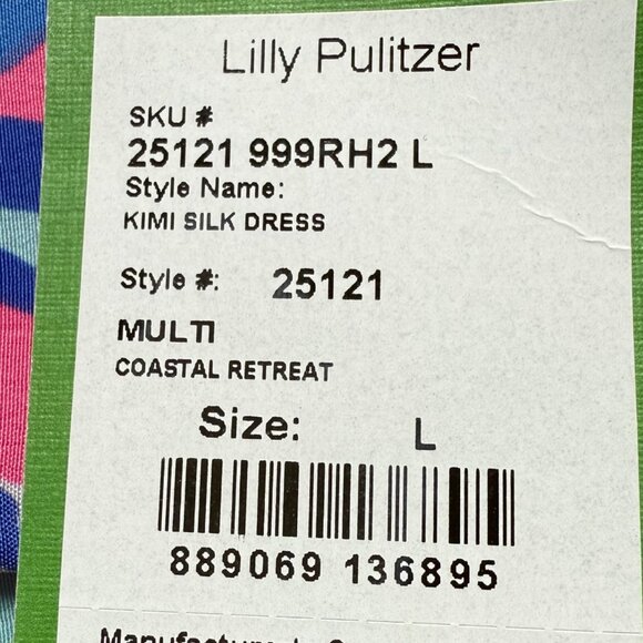 Lilly Pulitzer Size L NEW Blue Pink Kimi Silk Sleeveless Asymmetrical Hem Dress - Picture 11 of 16